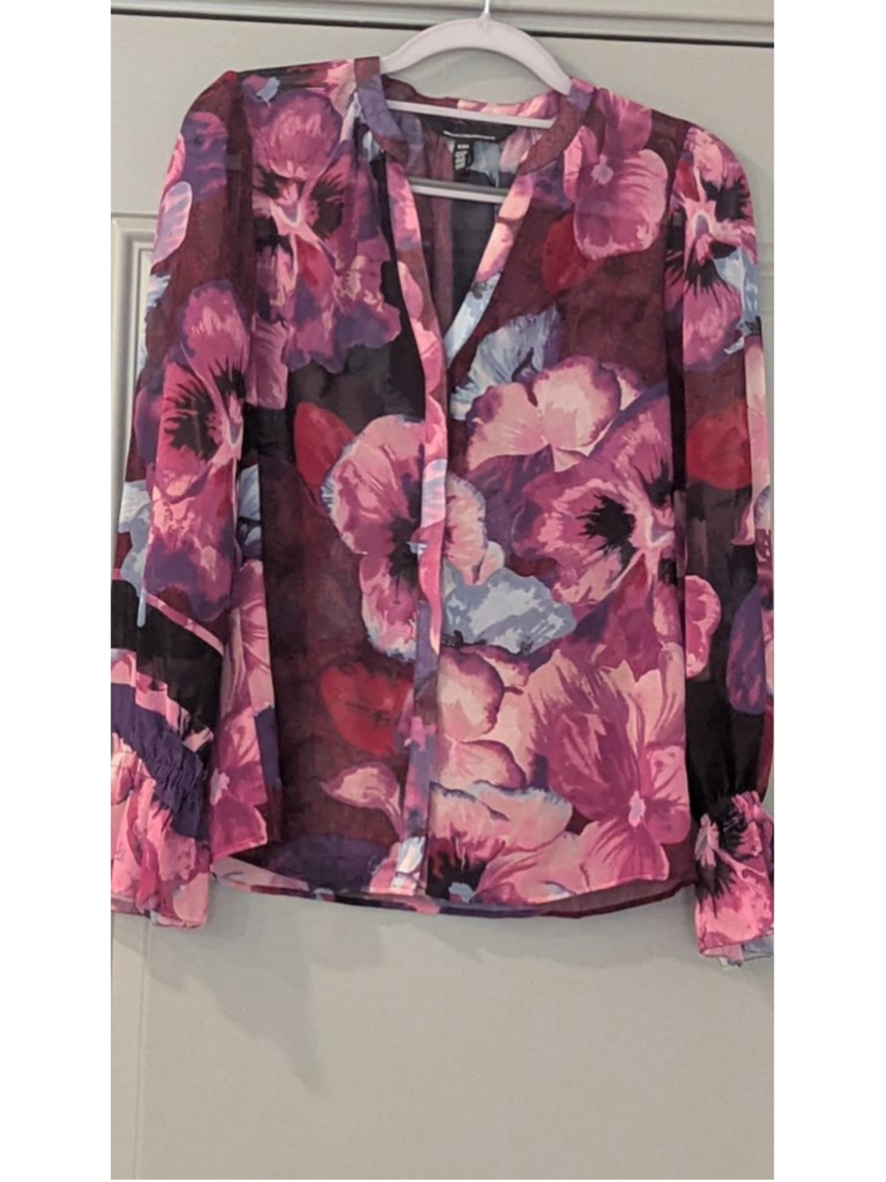 Women's WHBM Pink Purple Floral Blouse XXS - Picture 2 of 8